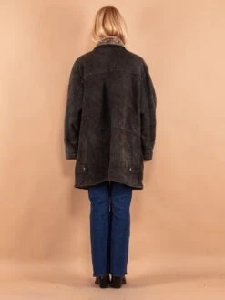 Vintage 90's Women Faded Sheepskin Coat In Black -Northern Grip Vintage 90s Women Faded Sheepskin Coat 338 3