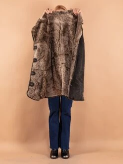 Vintage 90's Women Faded Sheepskin Coat In Black -Northern Grip Vintage 90s Women Faded Sheepskin Coat 338 4