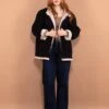 Vintage 90's Women Faux Shearling Jacket In Black