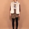 Vintage 90's Women Faux Shearling Vest In White