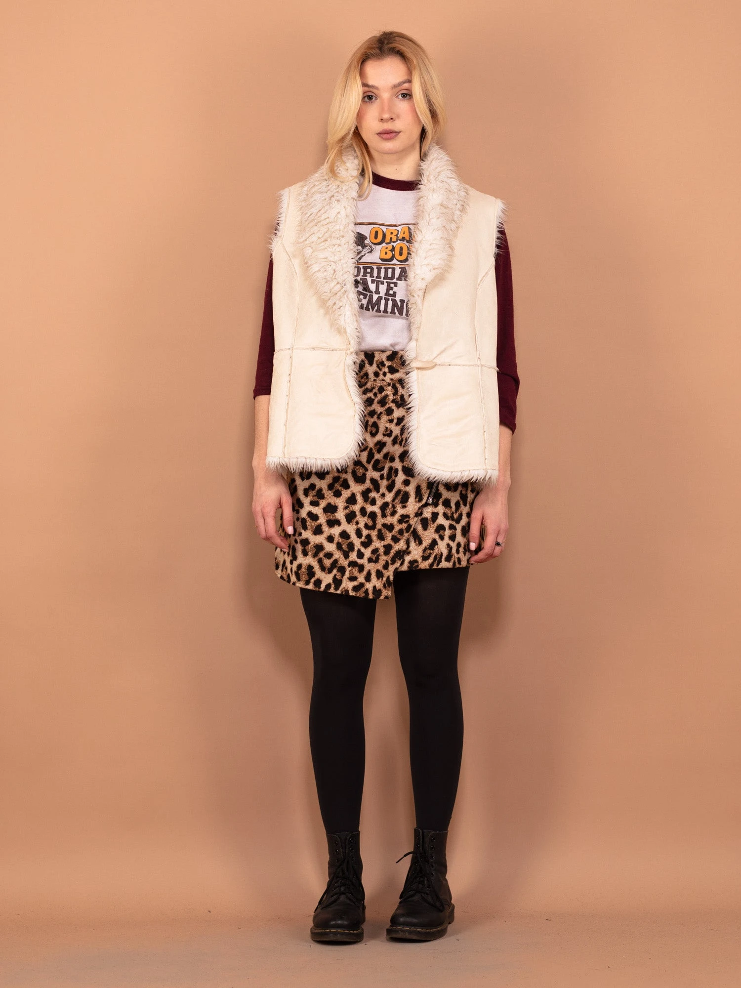 Vintage 90's Women Faux Shearling Vest In White 1 Vintage 90's Women Faux Shearling Vest In White