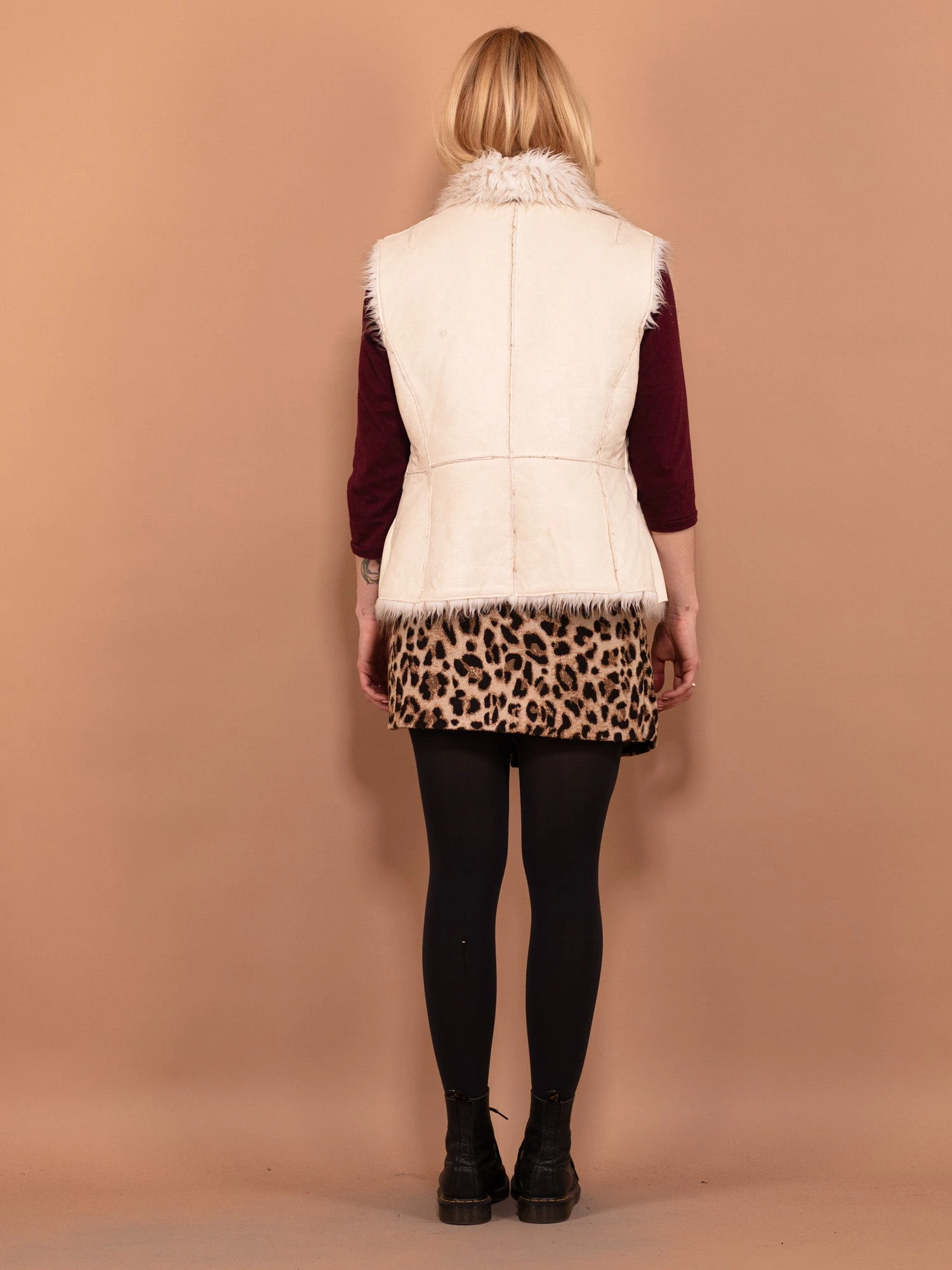 Vintage 90's Women Faux Shearling Vest In White 2 Vintage 90's Women Faux Shearling Vest In White - Image 2