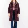 Vintage 00's Women Faux Sheepskin Coat In Purple