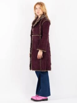 Vintage 00's Women Faux Sheepskin Coat In Purple -Northern Grip Vintage 90s Women Faux Sheepskin Coat 0647