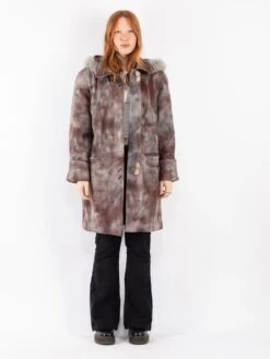 Vintage 90's Women Faux Sheepskin Coat In Multi