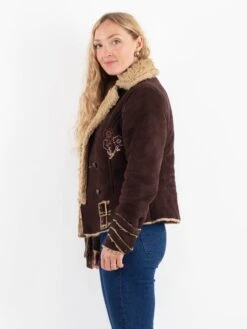 Vintage 90's Women Faux Sheepskin Jacket In Brown -Northern Grip Vintage 90s Women Faux Sheepskin Jacket 0395 b9498b2c 6943 45c8 84d5 c5c1933cc7ef