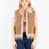 Vintage 90's Women Faux Sheepskin Vest In Beige