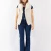 Vintage 90's Women Faux Sheepskin Vest In White