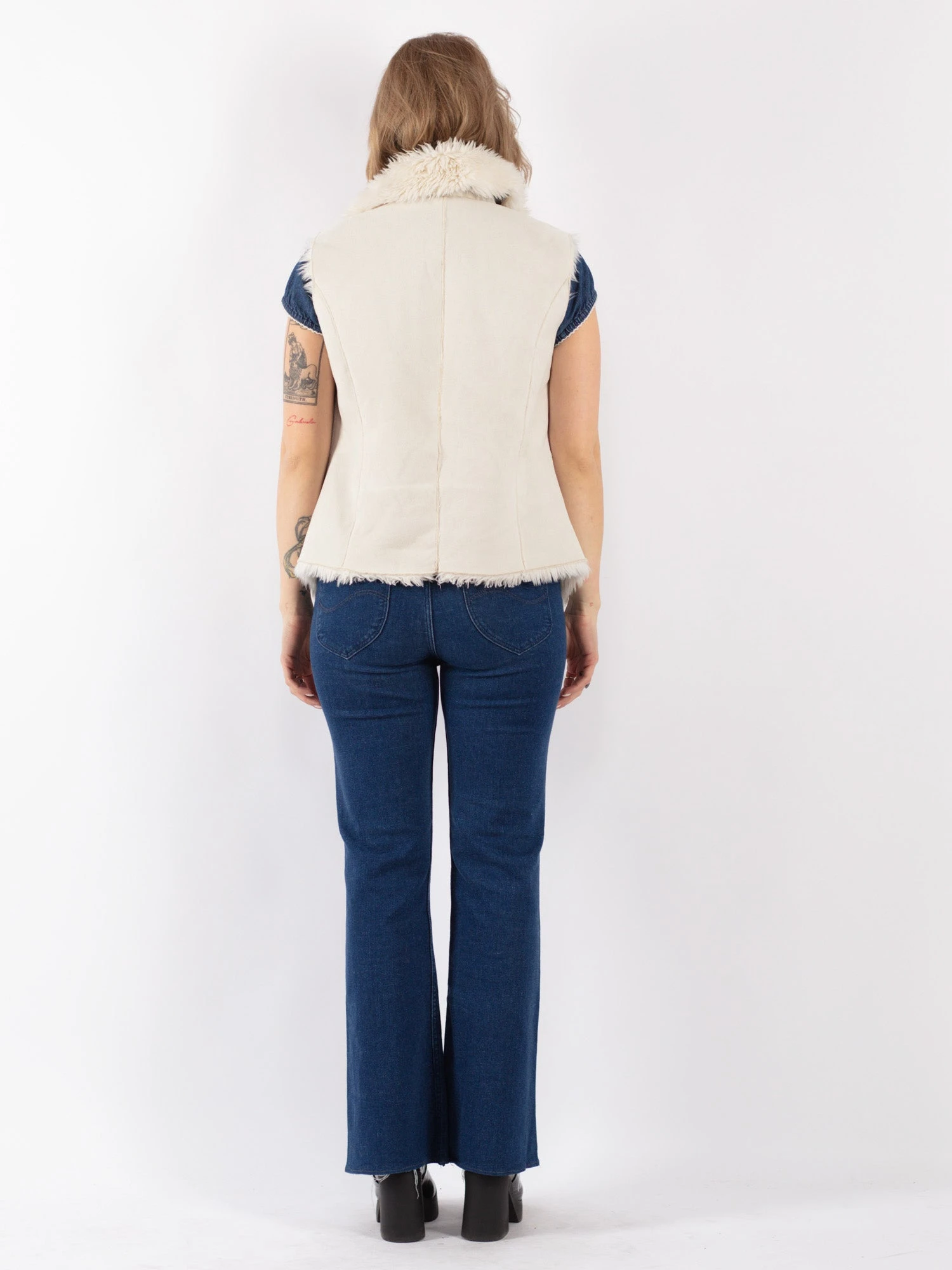 Vintage 90's Women Faux Sheepskin Vest In White 3 Vintage 90's Women Faux Sheepskin Vest In White - Image 3