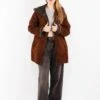 Vintage 90's Women Shearling Coat In Brown