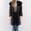 Vintage 90's Women Leather Coat In Black