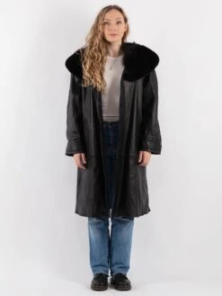 Front Page 41 Vintage 90's Women Leather Coat In Black