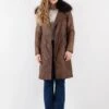Vintage 90's Women Leather Coat In Brown