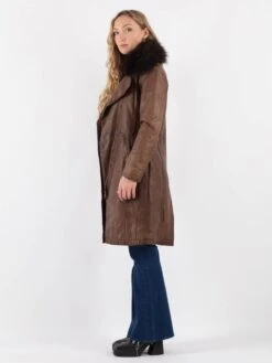 Vintage 90's Women Leather Coat In Brown -Northern Grip Vintage 90s Women Leather Coat 0697