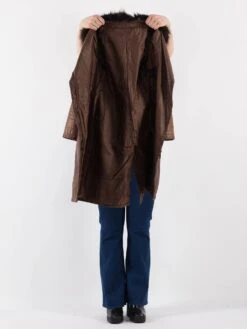 Vintage 90's Women Leather Coat In Brown -Northern Grip Vintage 90s Women Leather Coat 0699