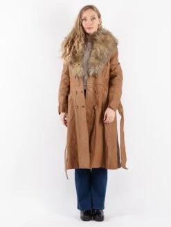 Vintage 90's Penny Lane Leather Coat In Brown