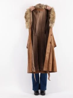 Vintage 90's Penny Lane Leather Coat In Brown -Northern Grip Vintage 90s Women Leather Coat 0735