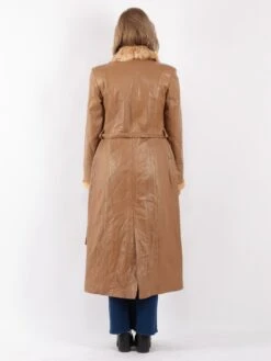Vintage 90's Women Leather Fur Long Coat In Beige 7 Vintage 90's Women Leather Fur Long Coat In Beige -Northern Grip Vintage 90s Women Leather Fur Coat 0659