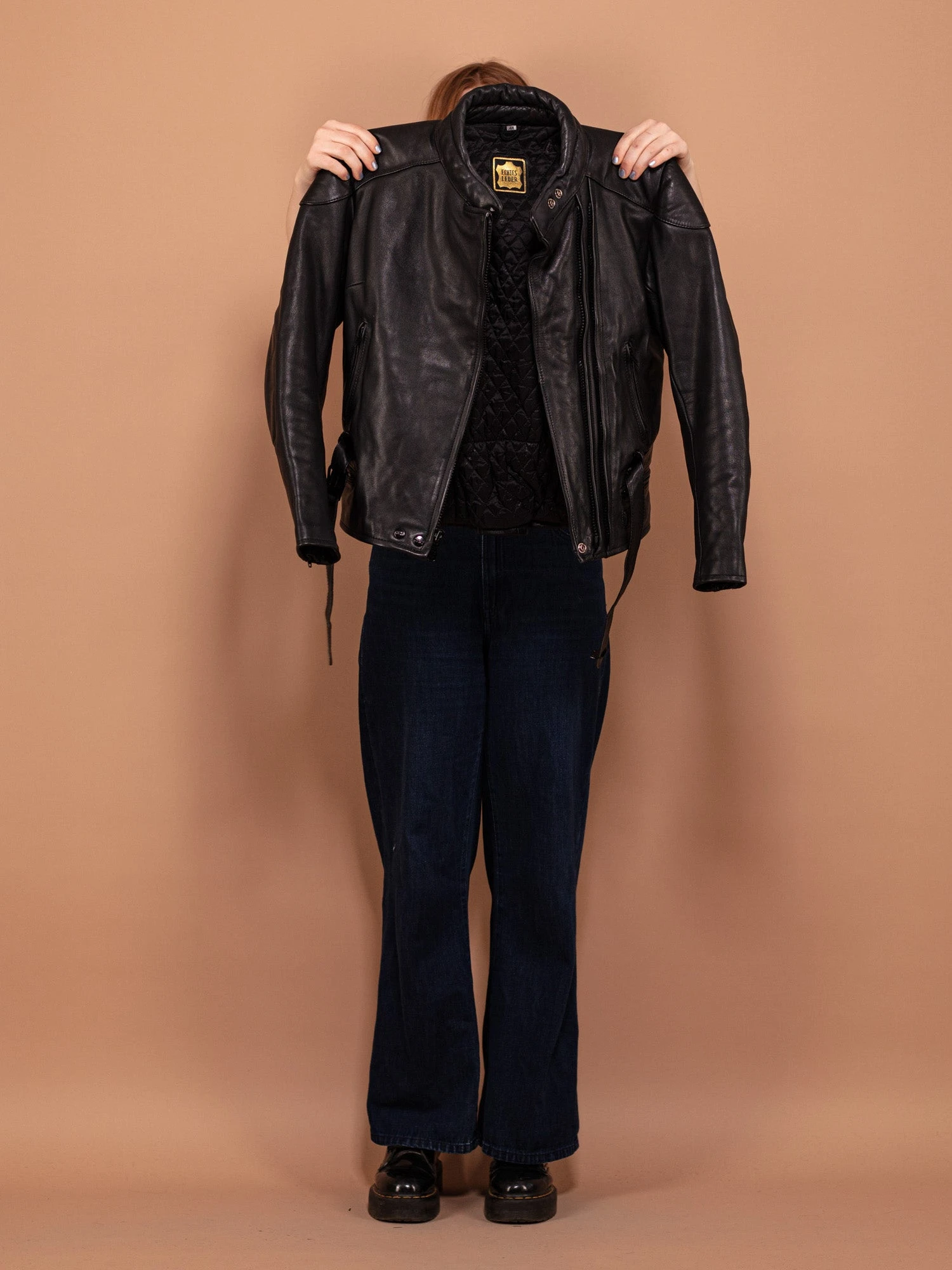 Vintage 90's Women Leather Racing Jacket In Black 4 Vintage 90's Women Leather Racing Jacket In Black - Image 4