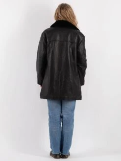 Vintage 90's Women Leather Sherpa Coat In Black 6 Vintage 90's Women Leather Sherpa Coat In Black -Northern Grip Vintage 90s Women Leather Sherpa Coat 0533