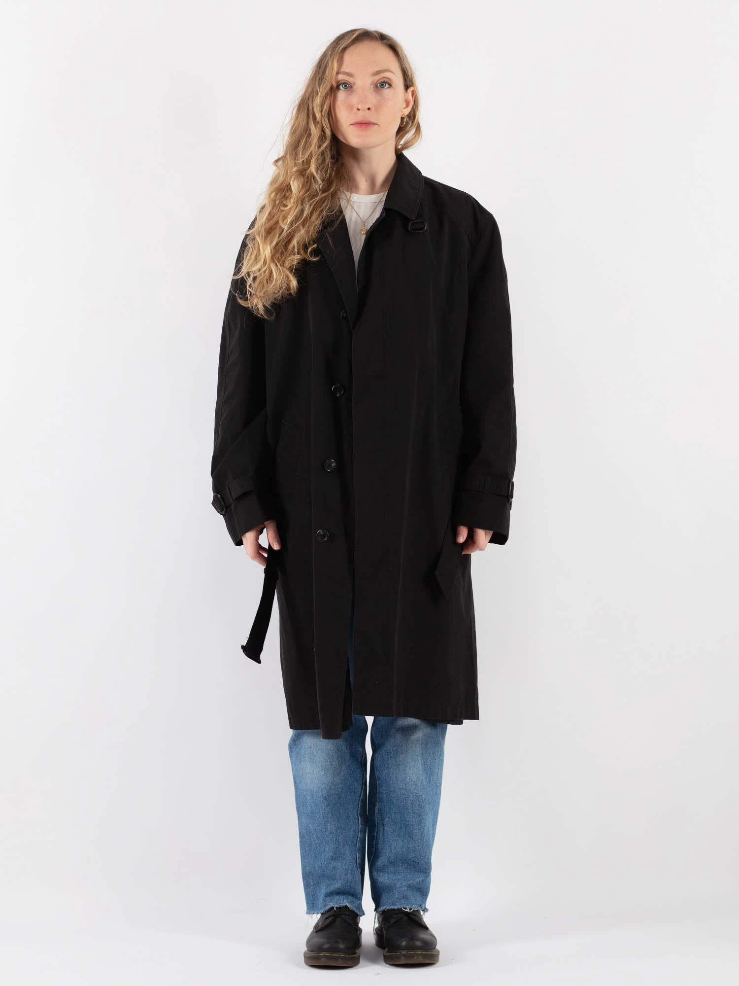 Vintage 90's Women Mac Coat In Black 1 Vintage 90's Women Mac Coat In Black