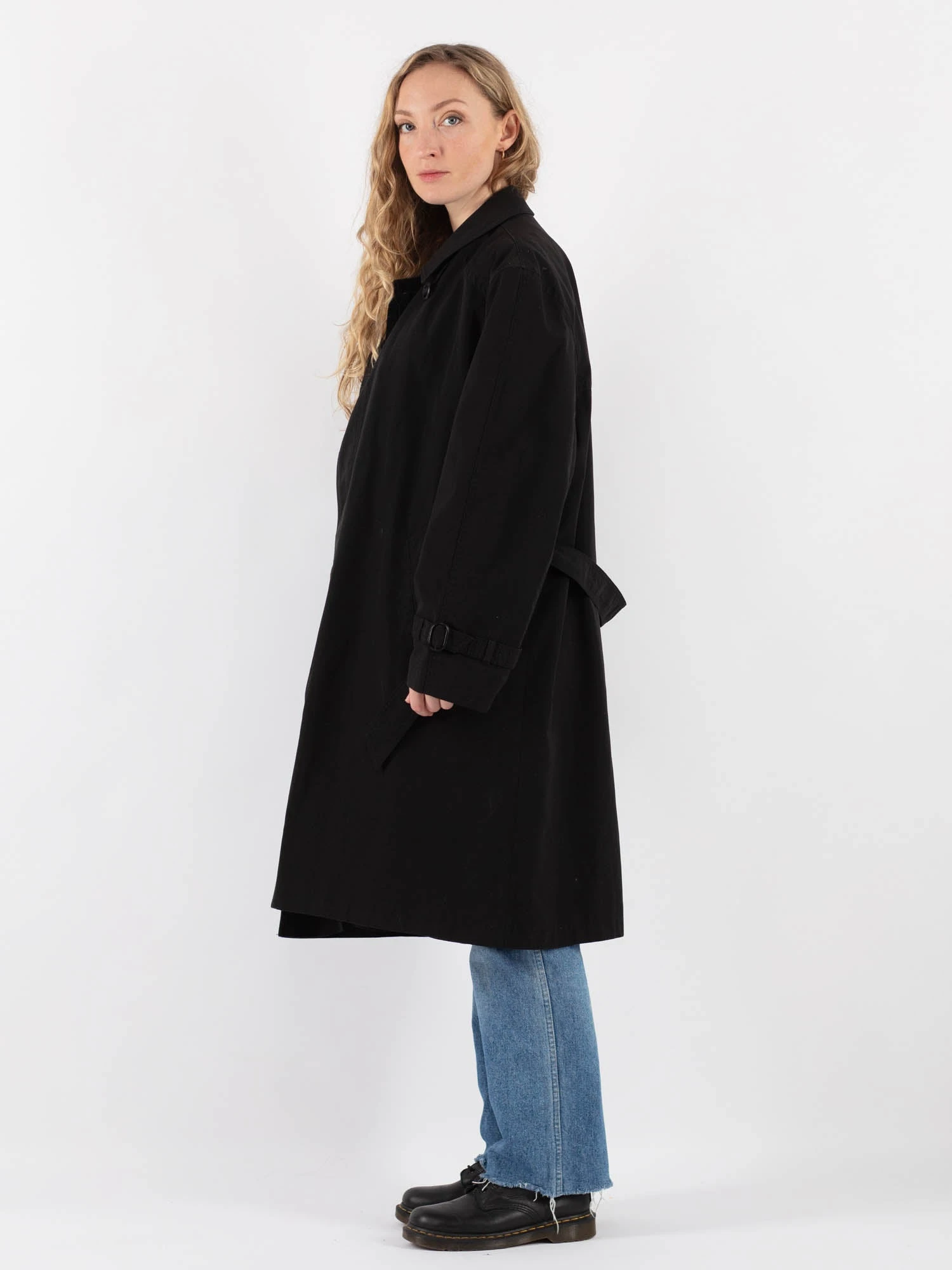 Vintage 90's Women Mac Coat In Black 3 Vintage 90's Women Mac Coat In Black - Image 3
