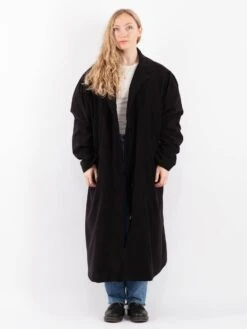 Vintage 90's Women Oversized Mac Coat In Black