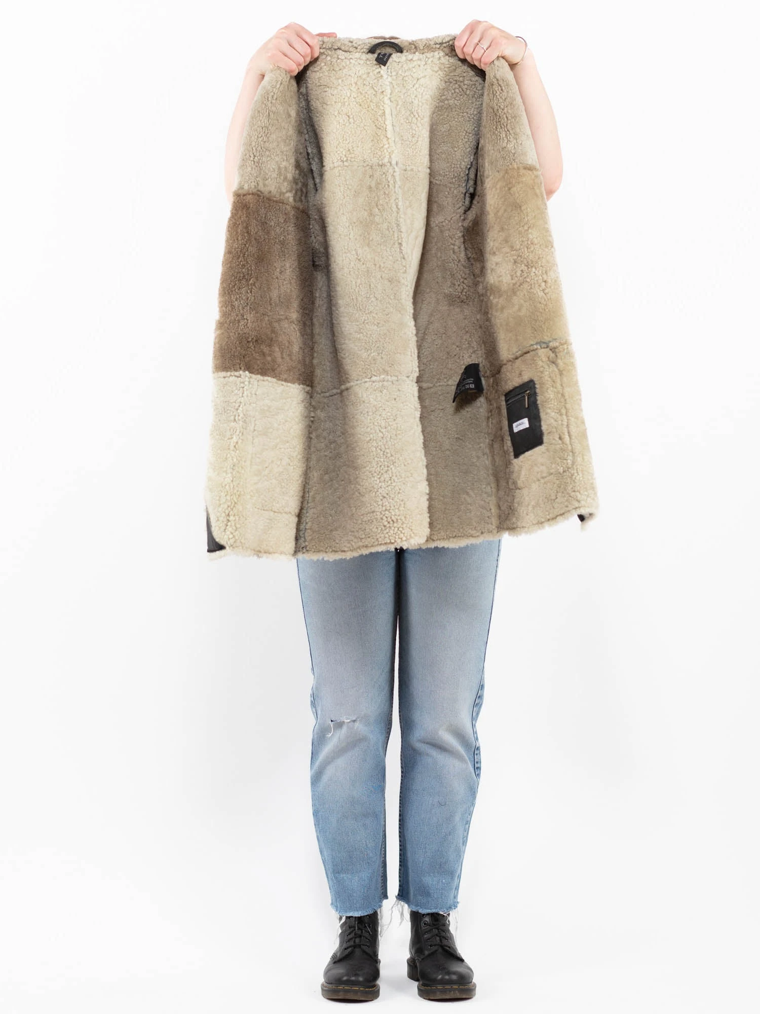 Vintage 90's Women Sheepskin Coat In Black 4 Vintage 90's Women Sheepskin Coat In Black - Image 4