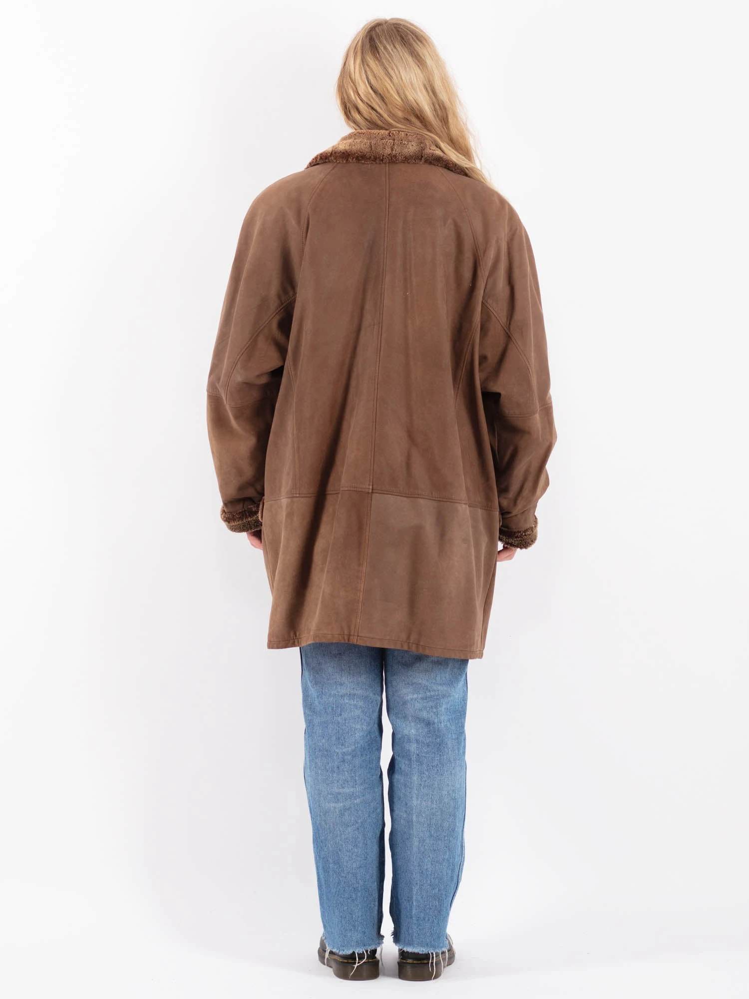 Vintage 80's Women Leather Sheepskin Coat In Brown 2 Vintage 80's Women Leather Sheepskin Coat In Brown - Image 2