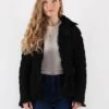 Vintage 90's Women Sheepskin Shearling Jacket In Black