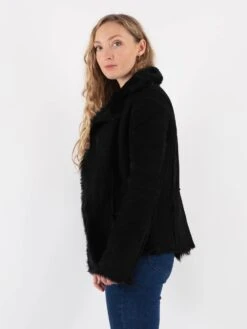 Vintage 90's Women Sheepskin Shearling Jacket In Black -Northern Grip Vintage 90s Women Sheepskin Jacket 0661