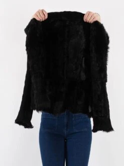 Vintage 90's Women Sheepskin Shearling Jacket In Black -Northern Grip Vintage 90s Women Sheepskin Jacket 0663