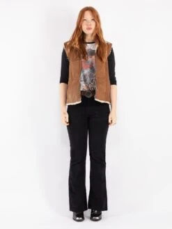 Vintage 00's Women Sheepskin Vest In Brown