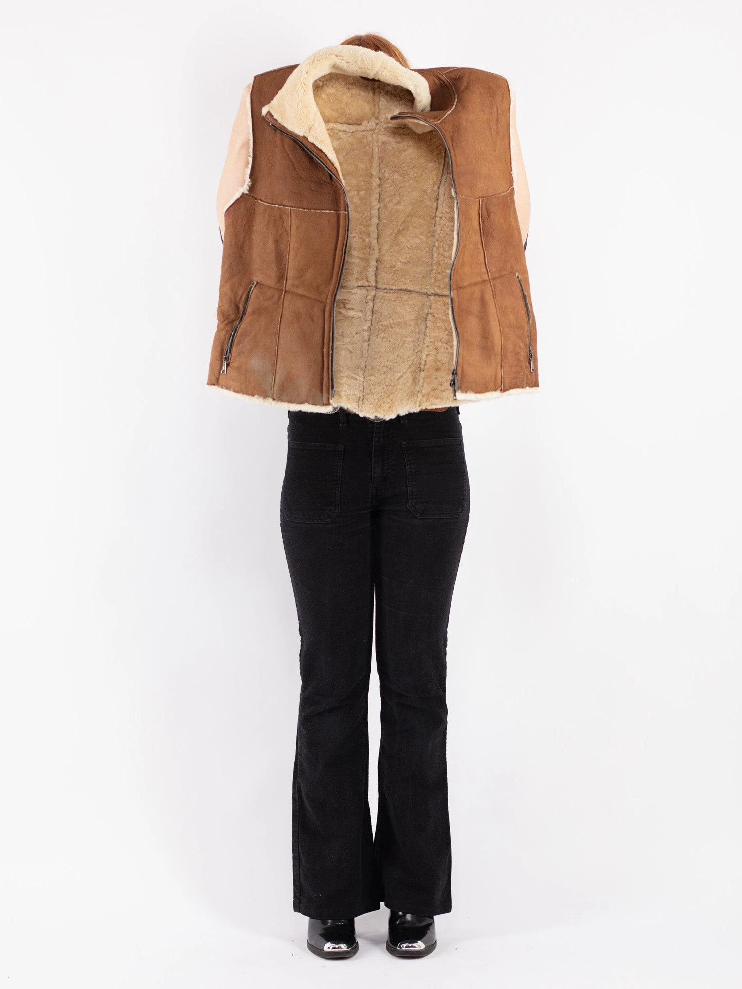 Vintage 00's Women Sheepskin Vest In Brown 4 Vintage 00's Women Sheepskin Vest In Brown - Image 4