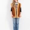 Vintage 90's Women Sheepskin Vest In Brown
