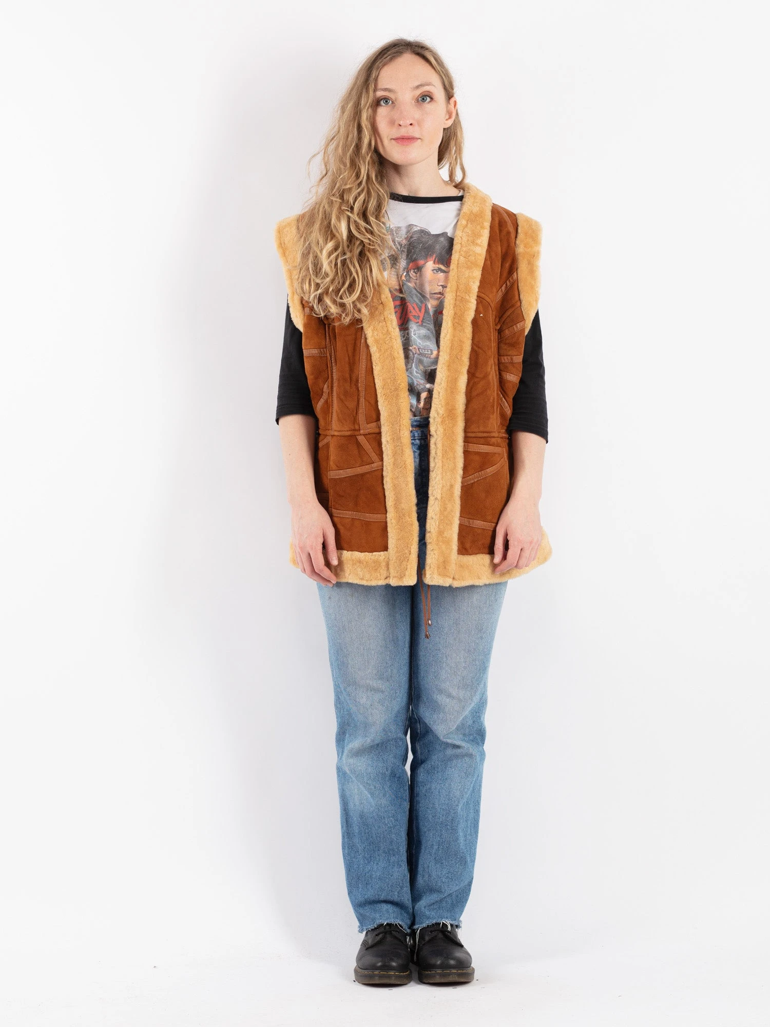 Vintage 90's Women Sheepskin Vest In Brown 1 Vintage 90's Women Sheepskin Vest In Brown