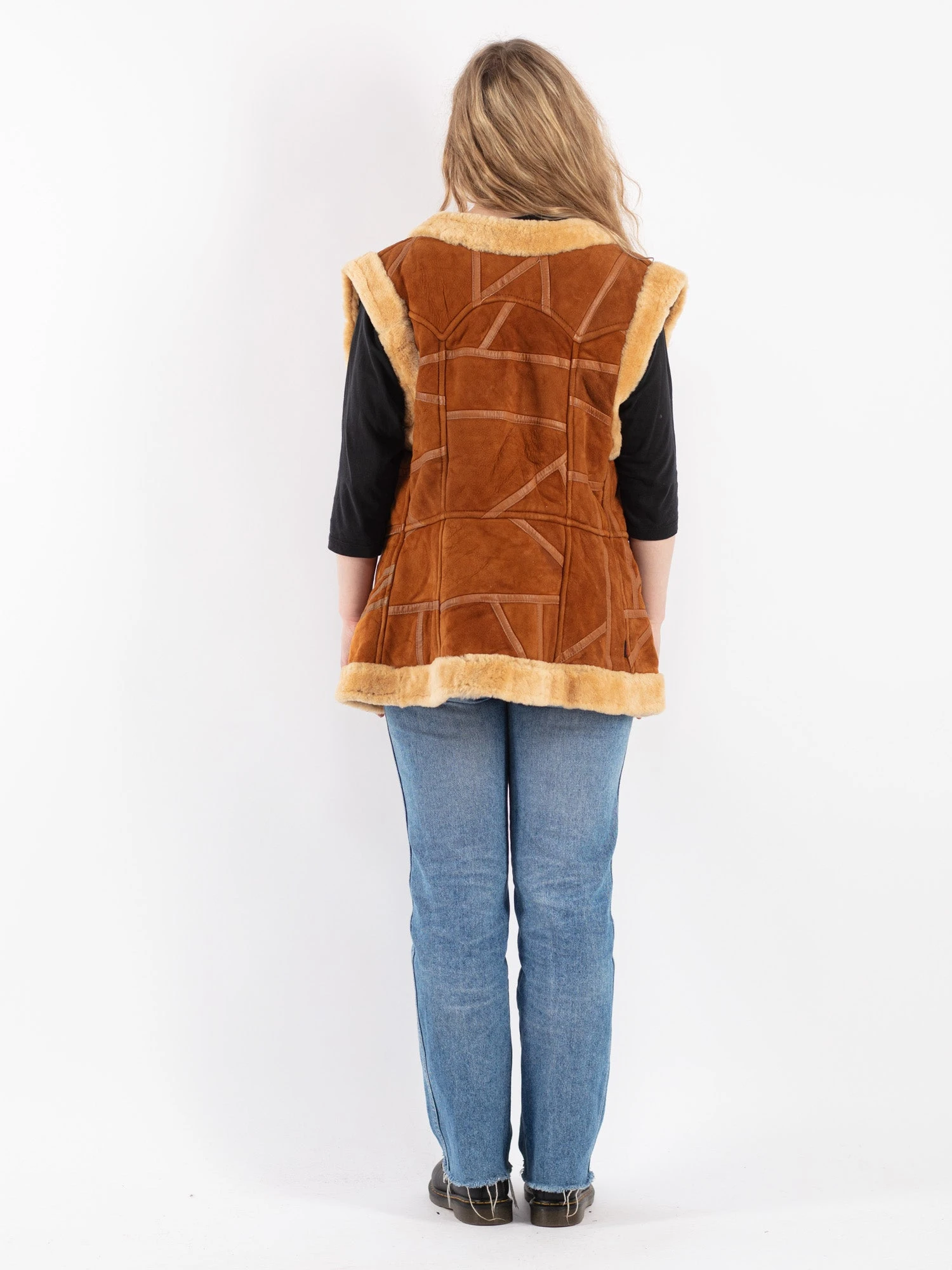 Vintage 90's Women Sheepskin Vest In Brown 3 Vintage 90's Women Sheepskin Vest In Brown - Image 3