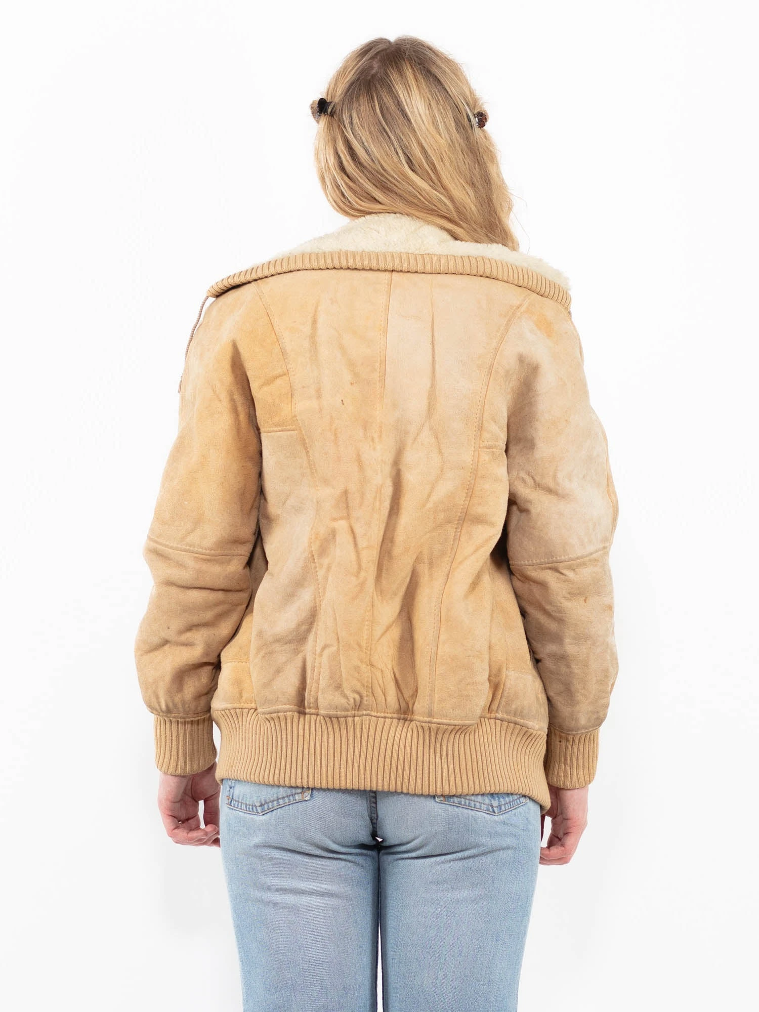Vintage 90's Women Sheepskin Jacket In Beige 2 Vintage 90's Women Sheepskin Jacket In Beige - Image 2