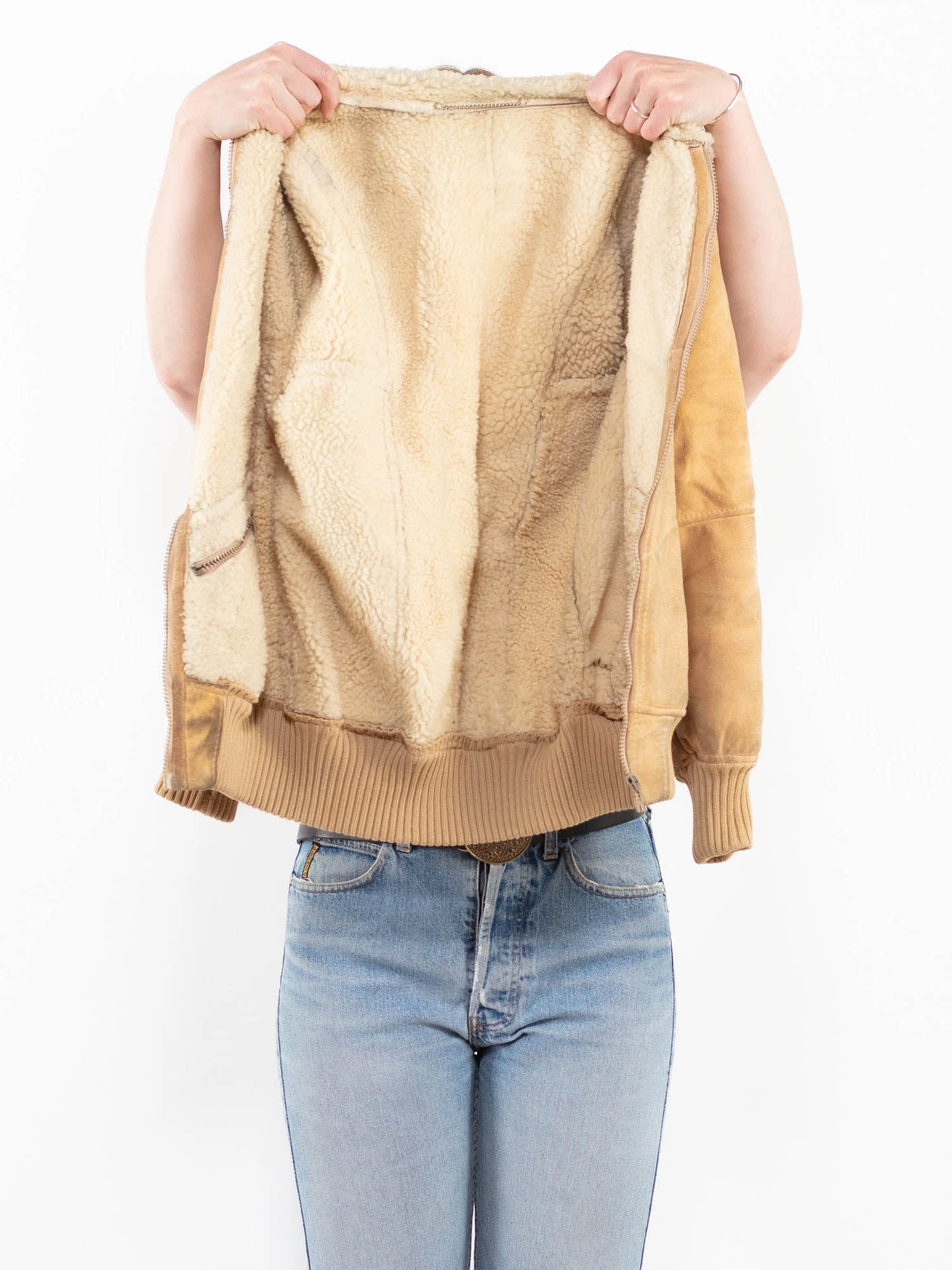Vintage 90's Women Sheepskin Jacket In Beige 4 Vintage 90's Women Sheepskin Jacket In Beige - Image 4