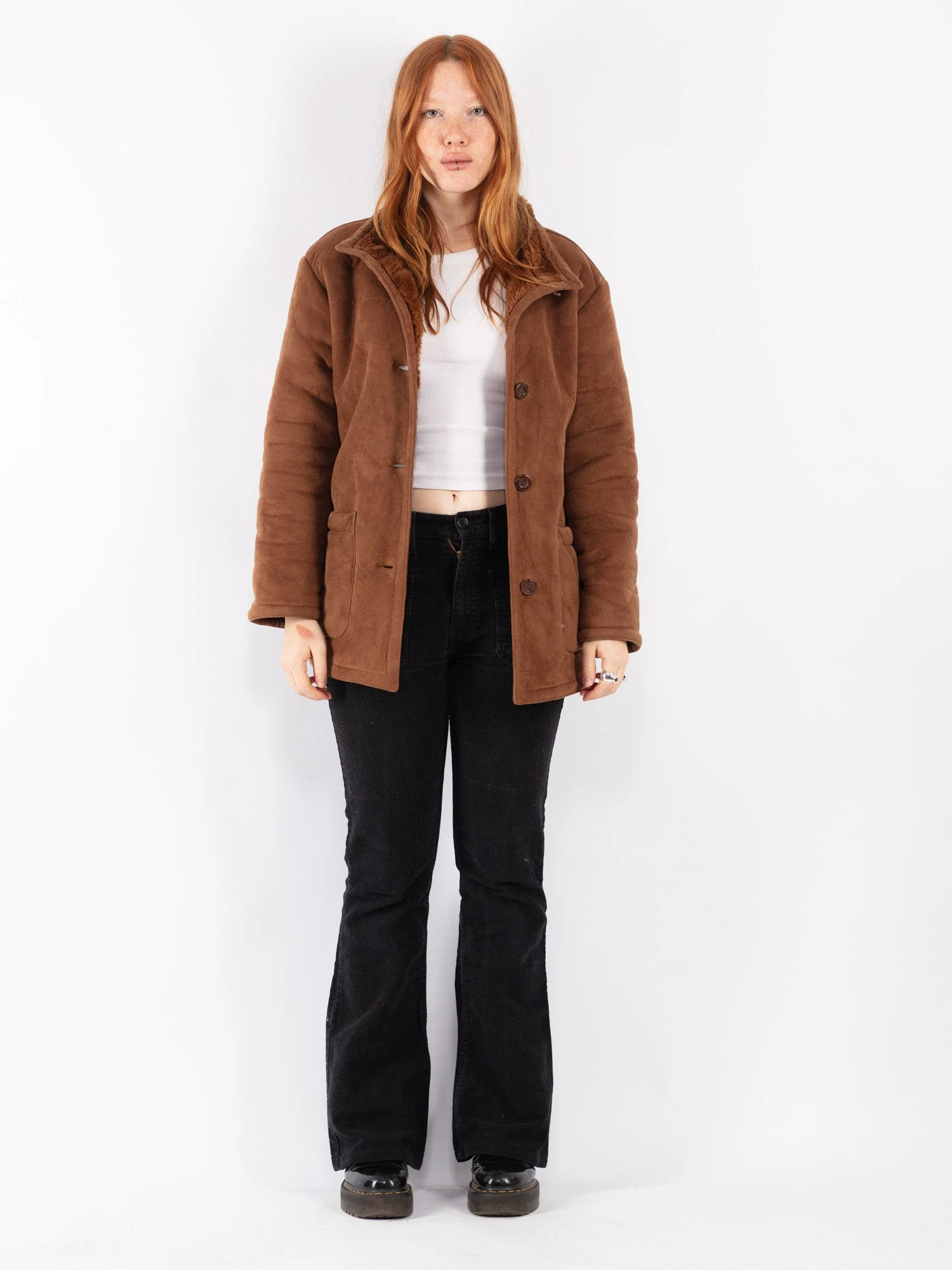 Vintage 90's Women Sherpa Coat In Brown 1 Vintage 90's Women Sherpa Coat In Brown