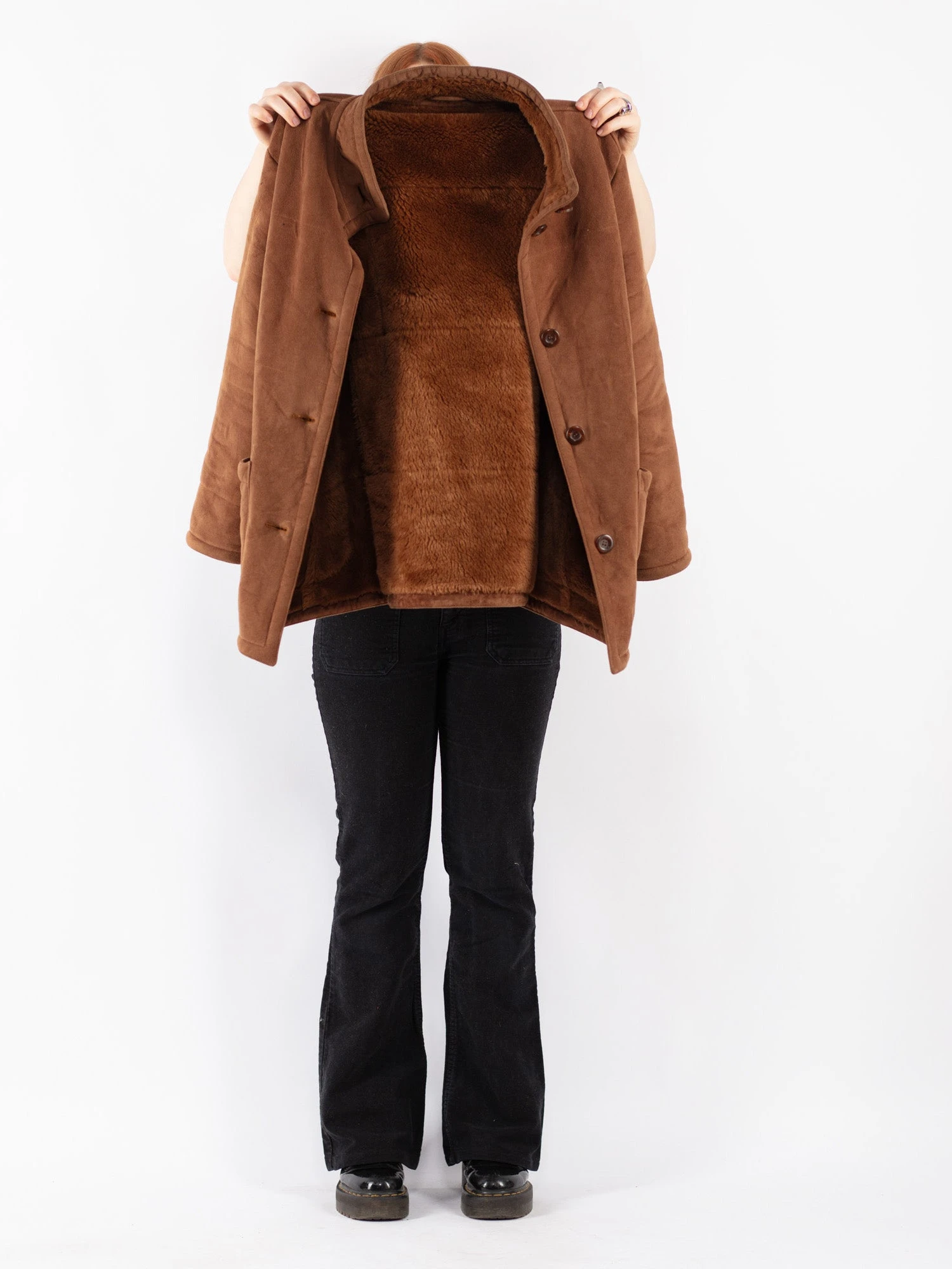 Vintage 90's Women Sherpa Coat In Brown 4 Vintage 90's Women Sherpa Coat In Brown - Image 4