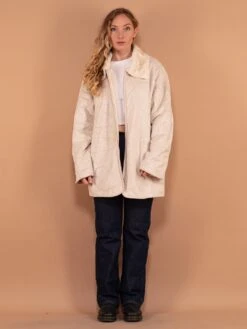 Vintage 90's Women Sherpa Coat In Cream White