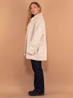 Vintage 90's Women Sherpa Coat In Cream White -Northern Grip Vintage 90s Women Sherpa Coat 0840