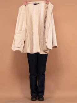 Vintage 90's Women Sherpa Coat In Cream White -Northern Grip Vintage 90s Women Sherpa Coat 0842