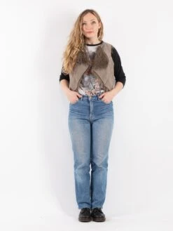 Vintage 90's Women Sherpa Vest In Beige