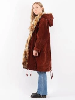 Vintage 90's Women Oversized Suede Fur Coat In Brown 7 Vintage 90's Women Oversized Suede Fur Coat In Brown -Northern Grip Vintage 90s Women Suede Fur Coat 0203