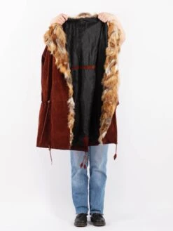Vintage 90's Women Oversized Suede Fur Coat In Brown 8 Vintage 90's Women Oversized Suede Fur Coat In Brown -Northern Grip Vintage 90s Women Suede Fur Coat 0205