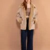 Vintage 90's Suede Sherpa Coat In Beige