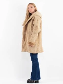 Vintage 90's Women Hooded Suede Sherpa Coat In Beige -Northern Grip Vintage 90s Women Suede Sherpa Coat 0115 93df1cf1 05fe 418c a4d6 ce4548cb7a23