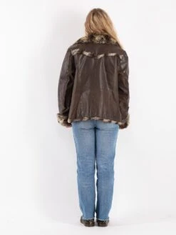 Vintage 90's Women Leather Sherpa Jacket In Brown -Northern Grip Vintage 90s Women Suede Sherpa Jacket 0638